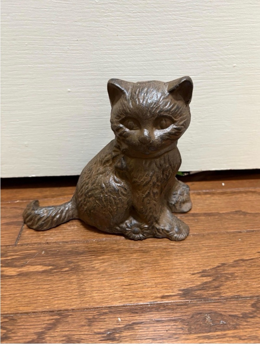 Cast Iron Cat Figurine - Brown